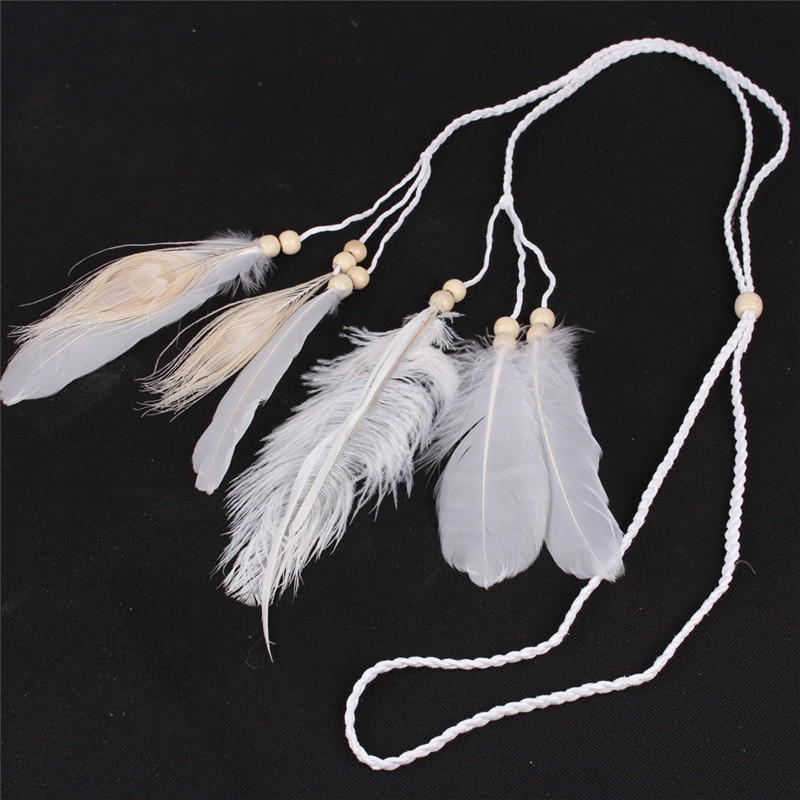 Ethnic Fashion India - Bohemian Style Indian White Feather Headband