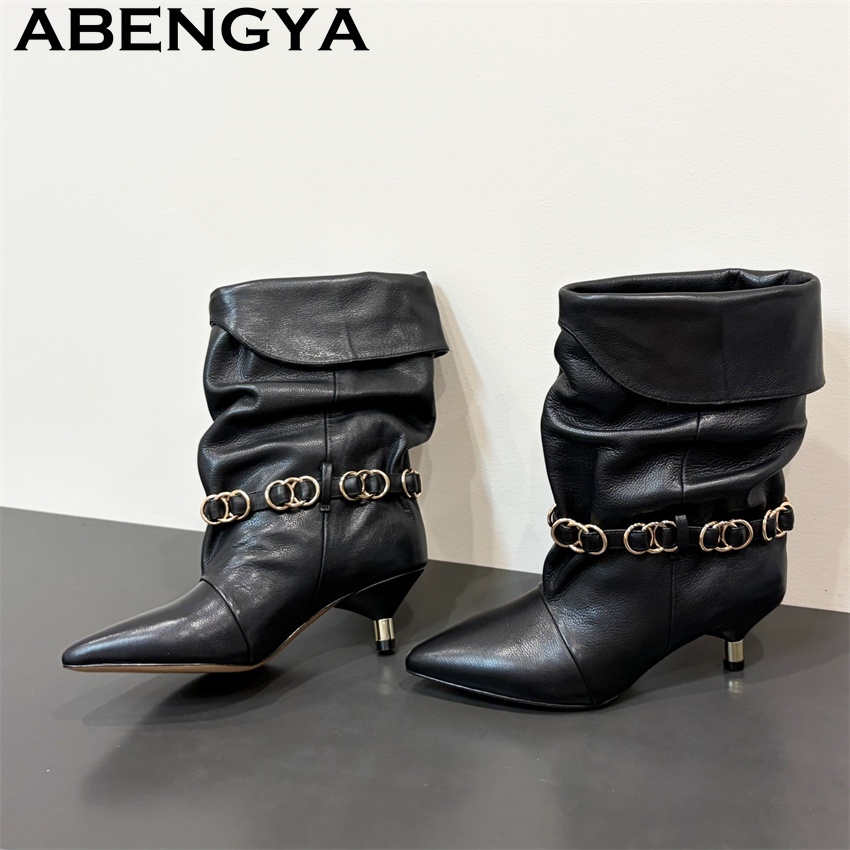 Ethnic Fashion Week - Quality Real Leather Kitten Heel Ankle