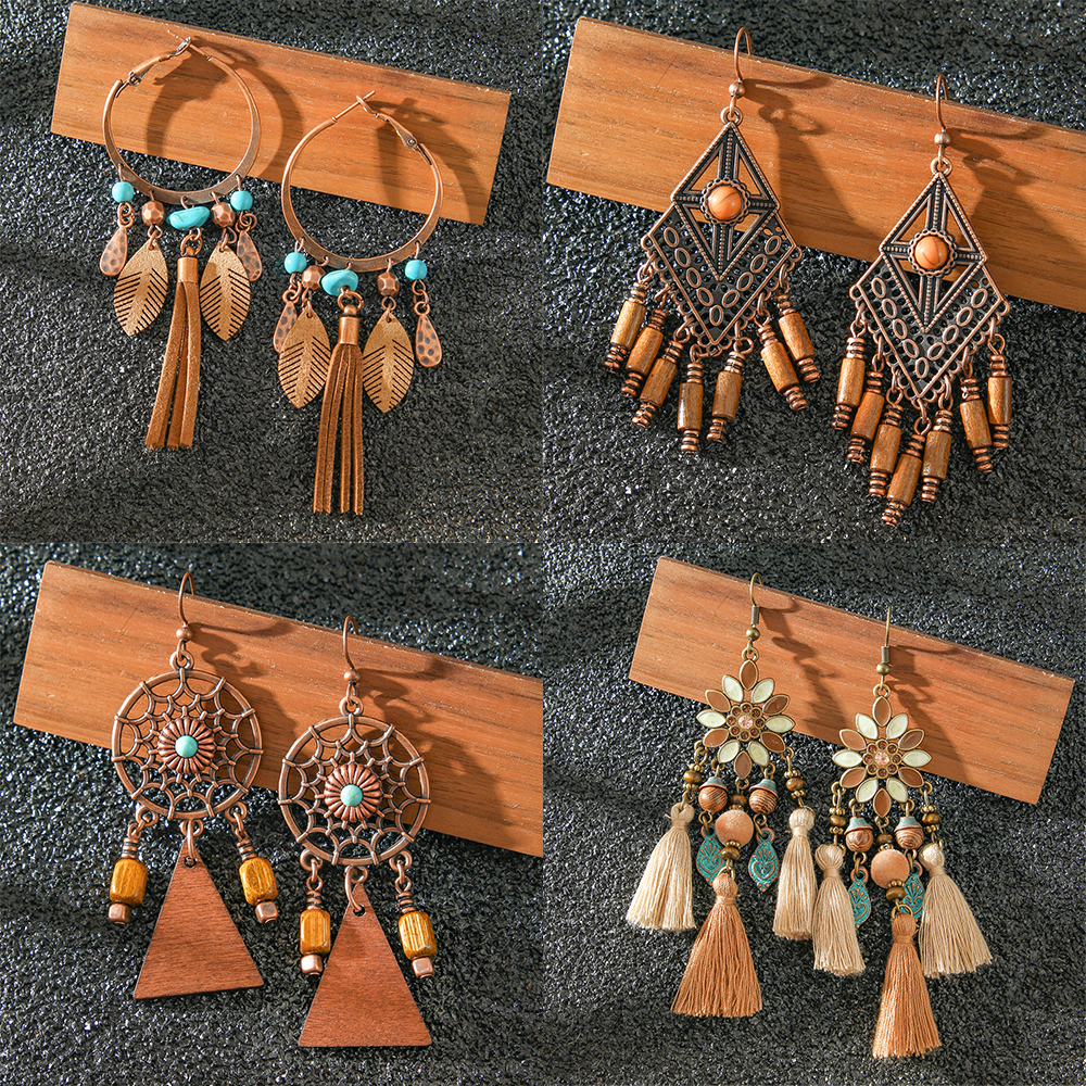 Vintage Boho Dangle Earrings E - Ethnic Wear In Fashion ulasan dan harga