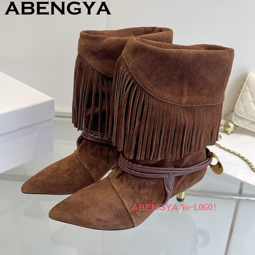 Suede Leather Edge Tassel Desi - Ethnic Fashion Week ulasan dan harga