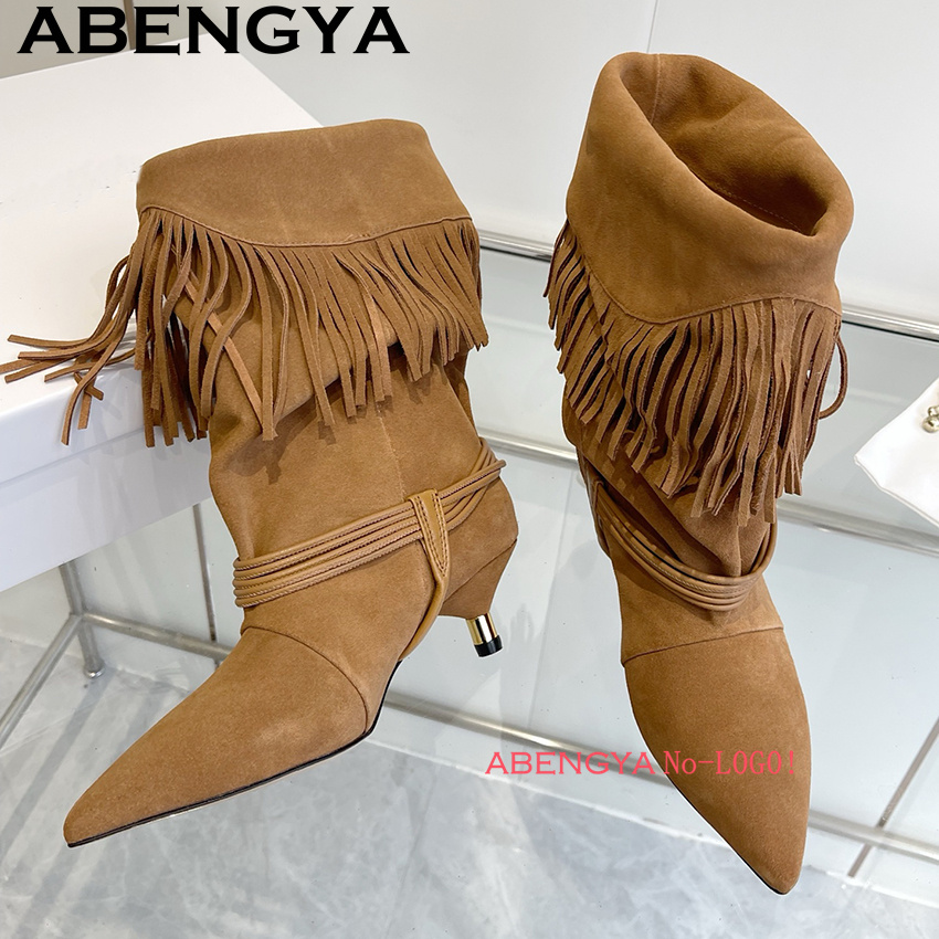 Suede Leather Edge Tassel Desi - Ethnic Fashion Week ulasan dan harga