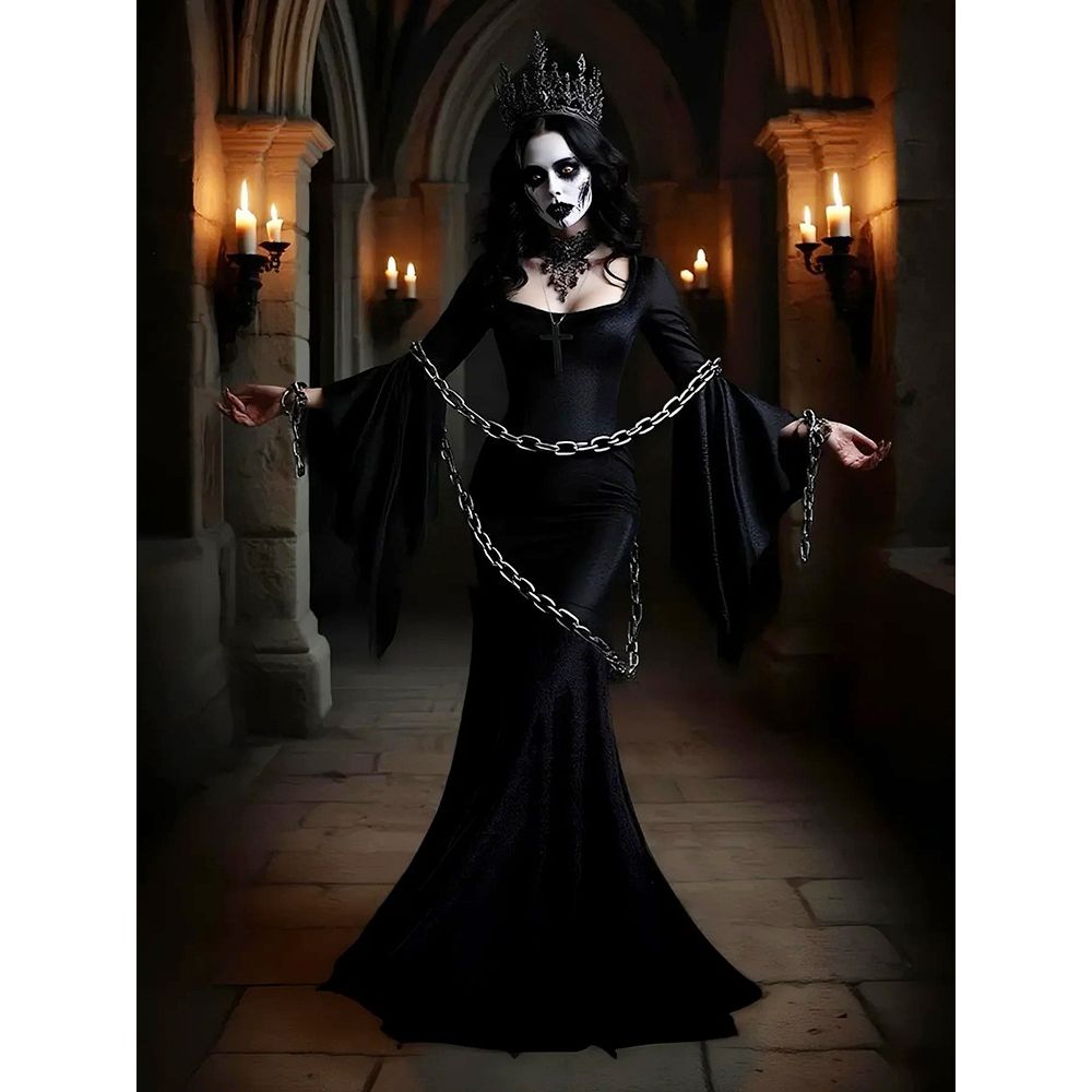 Gothic  Bat Witch Long Dress H - Ethnic Clothing & Online Fashion Store Khaadi Uk ulasan dan harga