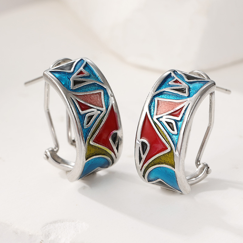 Ethnic Silver Color Enamel Hoo - Ethnic Wear In Fashion ulasan dan harga