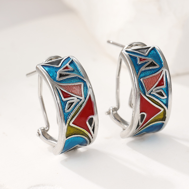 Ethnic Silver Color Enamel Hoo - Ethnic Wear In Fashion ulasan dan harga