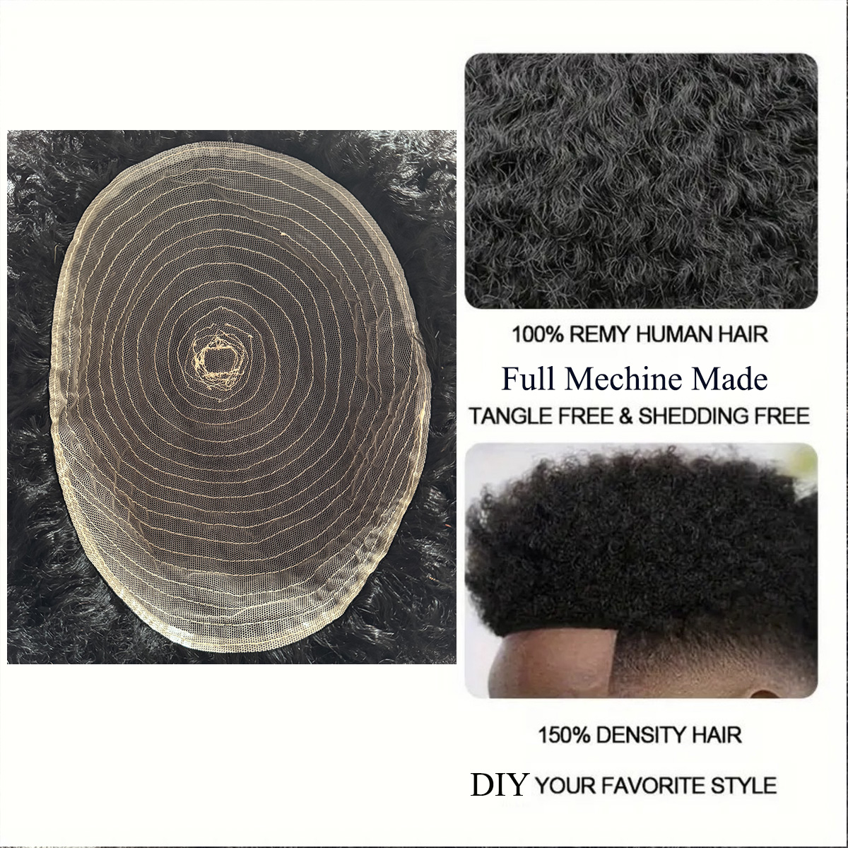 Afro Style Hair Toupee for Men - Ethnic Fashion India ulasan dan harga
