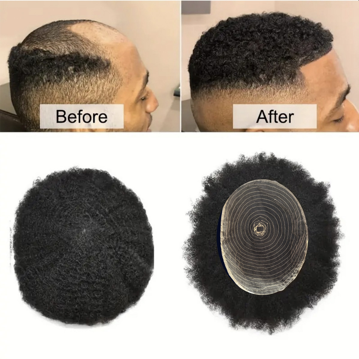 Afro Style Hair Toupee for Men - Ethnic Fashion India ulasan dan harga