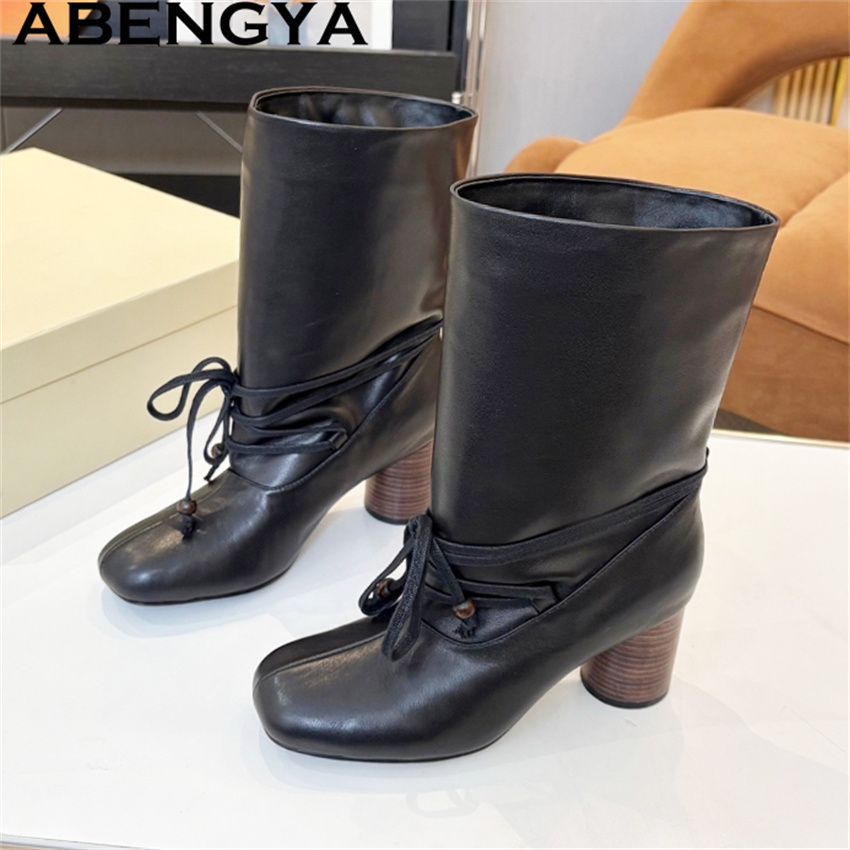 ABENGYA Chunky Heel Mid Calf B - Ethnic Fashion Week ulasan dan harga